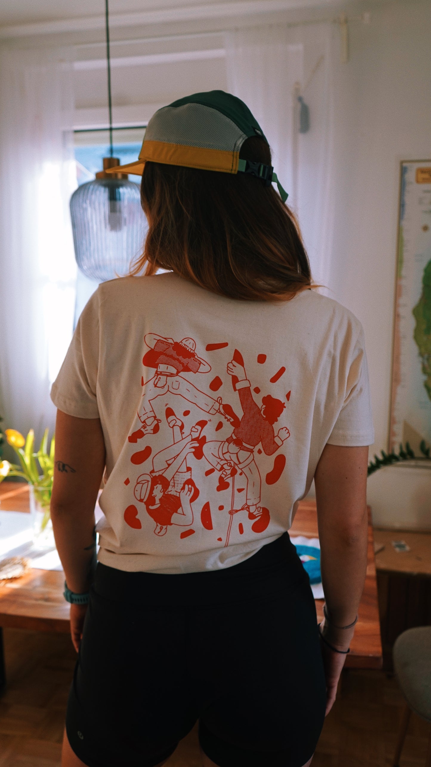 Handmade Climbing Friends Shirt Back Print red (unisex, MADE TO ORDER)